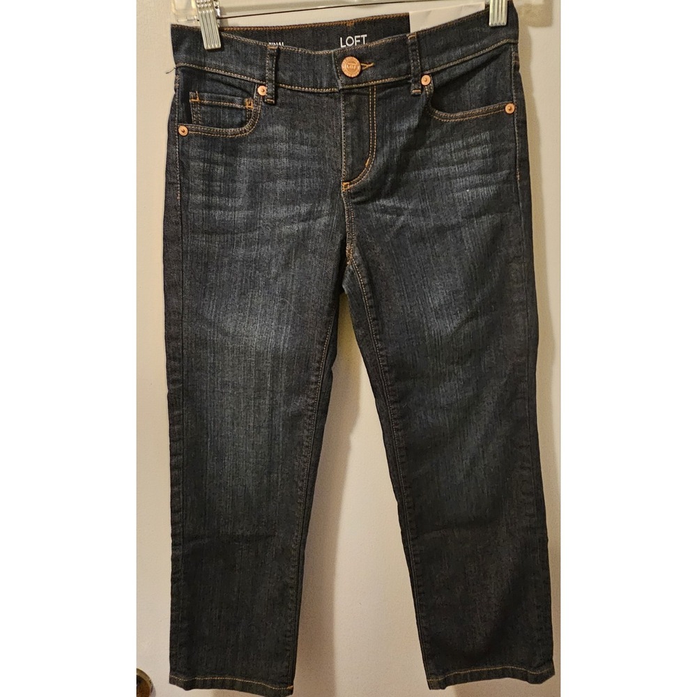Loft Original Straight Crop Jeans Blue Women's Size Petite 00P NWT